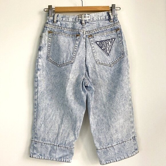 Vintage Jordache Denim Striped High Waist Bermuda Shorts 24"W - Picture 5 of 7